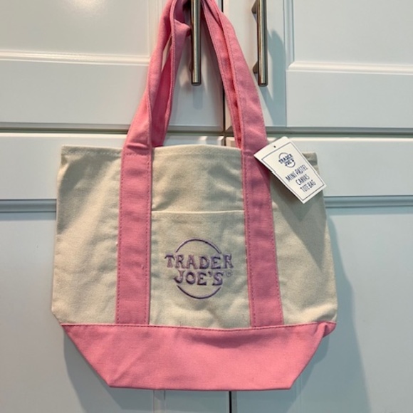 Trader Joe's Pastel Mini Canvas Tote Bag-Set of 4 - NEW w/tags-Limited E… - Picture 3 of 6